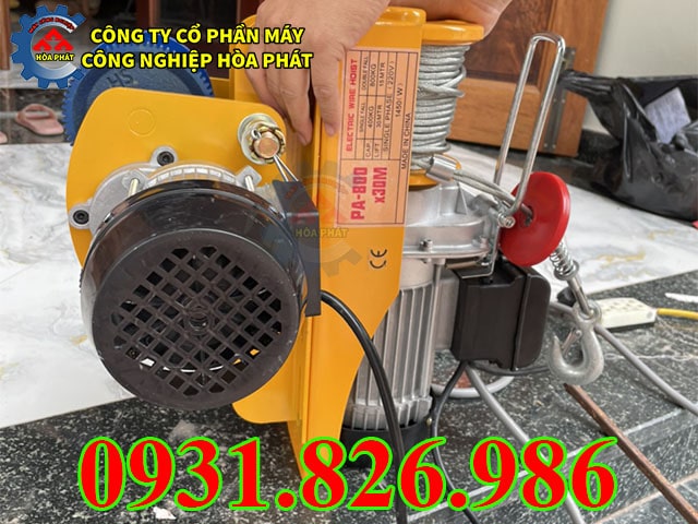 Con chạy mini điện 220V kết hợp tời treo gia đình, nhà xưởng.