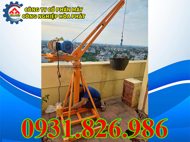 Cẩu xoay mini 360 độ 500kg khung cần tròn.