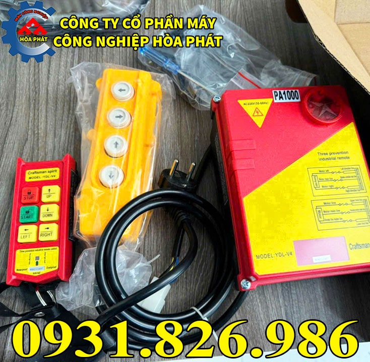 Bộ điều khiển từ xa tích hợp tay dây lắp cho tời rùa di chuyển điện 220V.